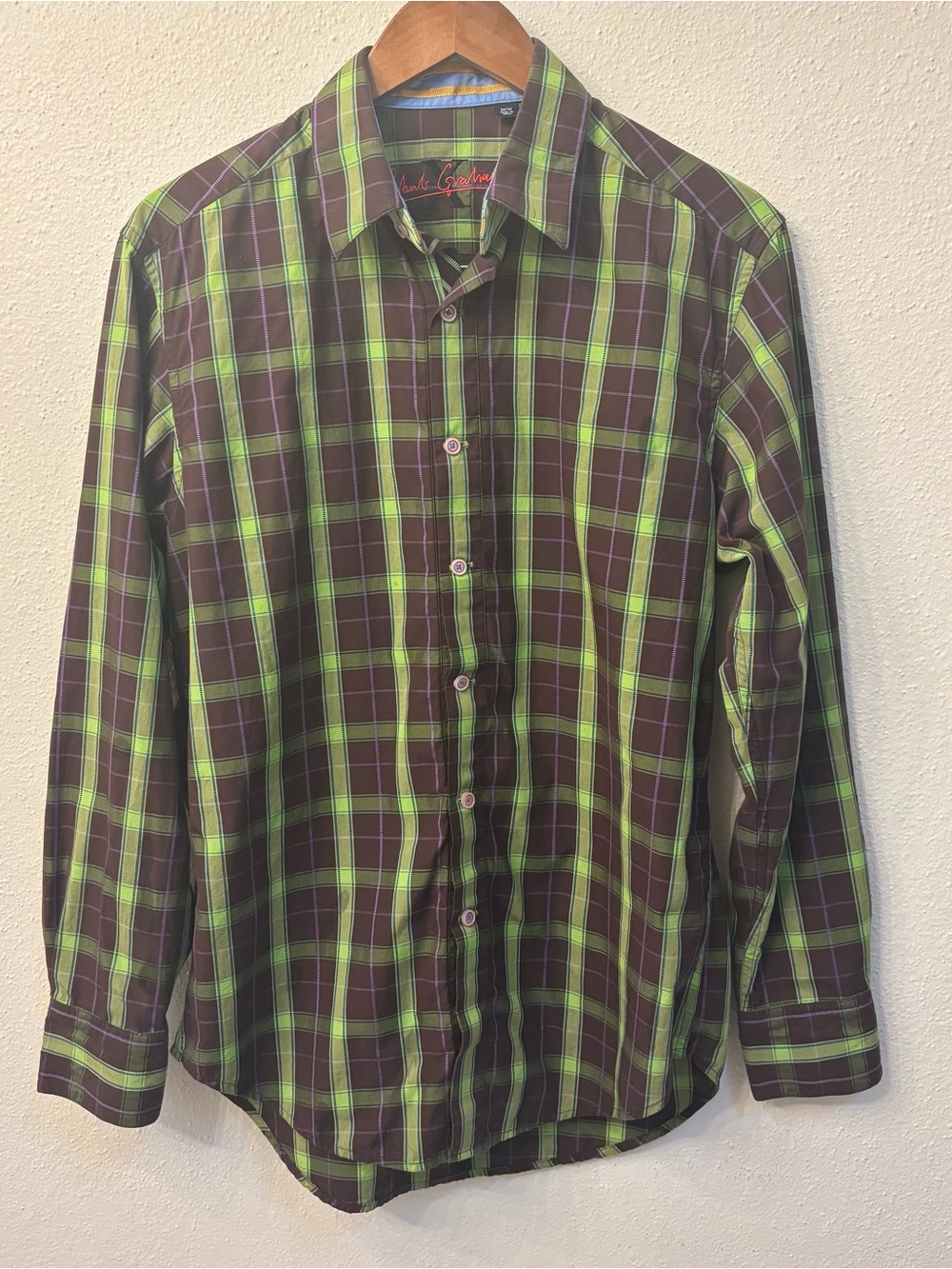 Robert Graham Brown & Lime Plaid Long-Sleeve Button-Down Shirt